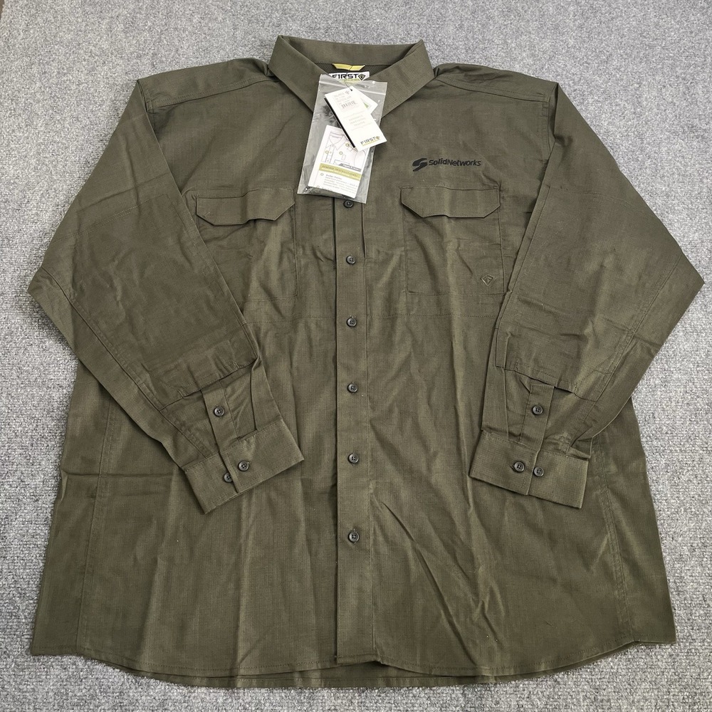 First Tactical Shirt Mens 3XL Green V2 Long Sleeve Uniform Teflon Tactical NWT